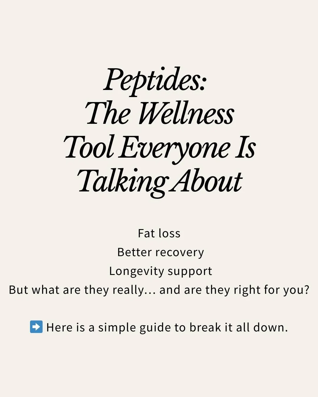 🧬 Peptides are one of the fastest-growing topics in wellness right now.
Comment "peptide" for FREE guide.

But most people are either:
&bull; overwhelmed by the science
&bull; hearing about them on social media
&bull; or wondering if they&
