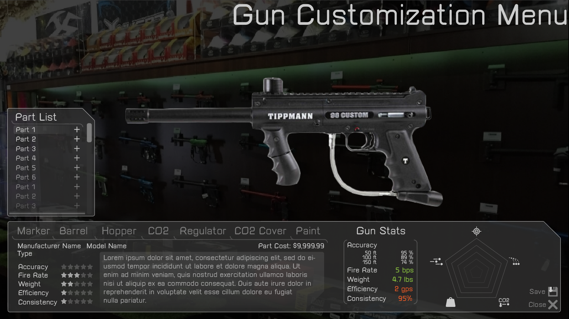 Marker Customization wireframe