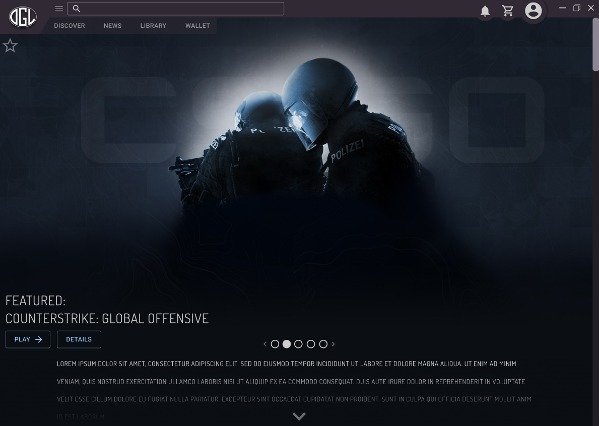 Example of a game landing page