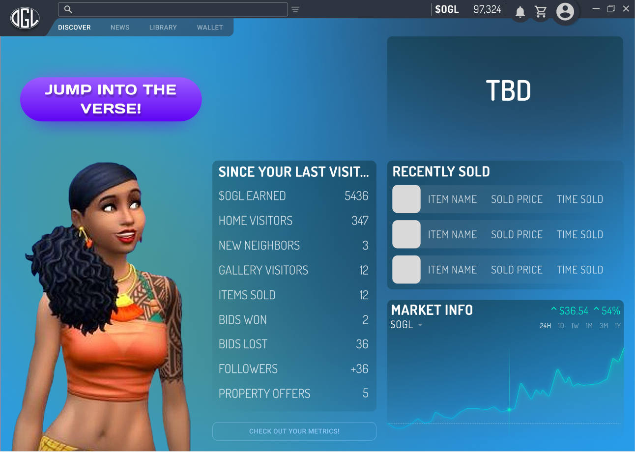 The landing page/dashboard for the OGLVerse