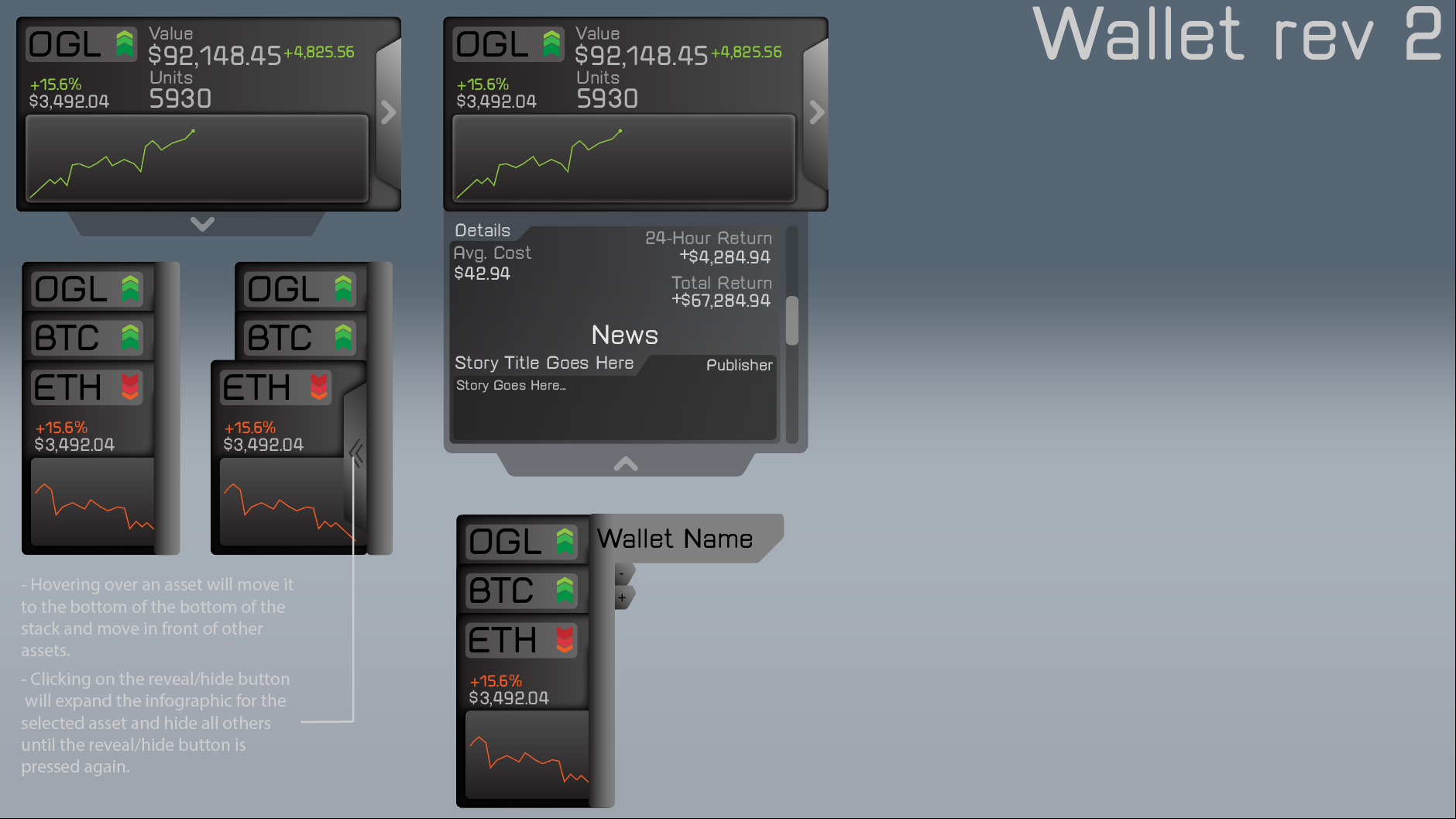Wallet wireframe preliminary design