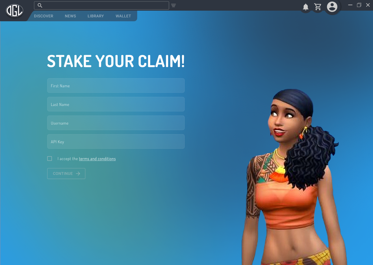 Account Creation wireframe for the OGLVerse