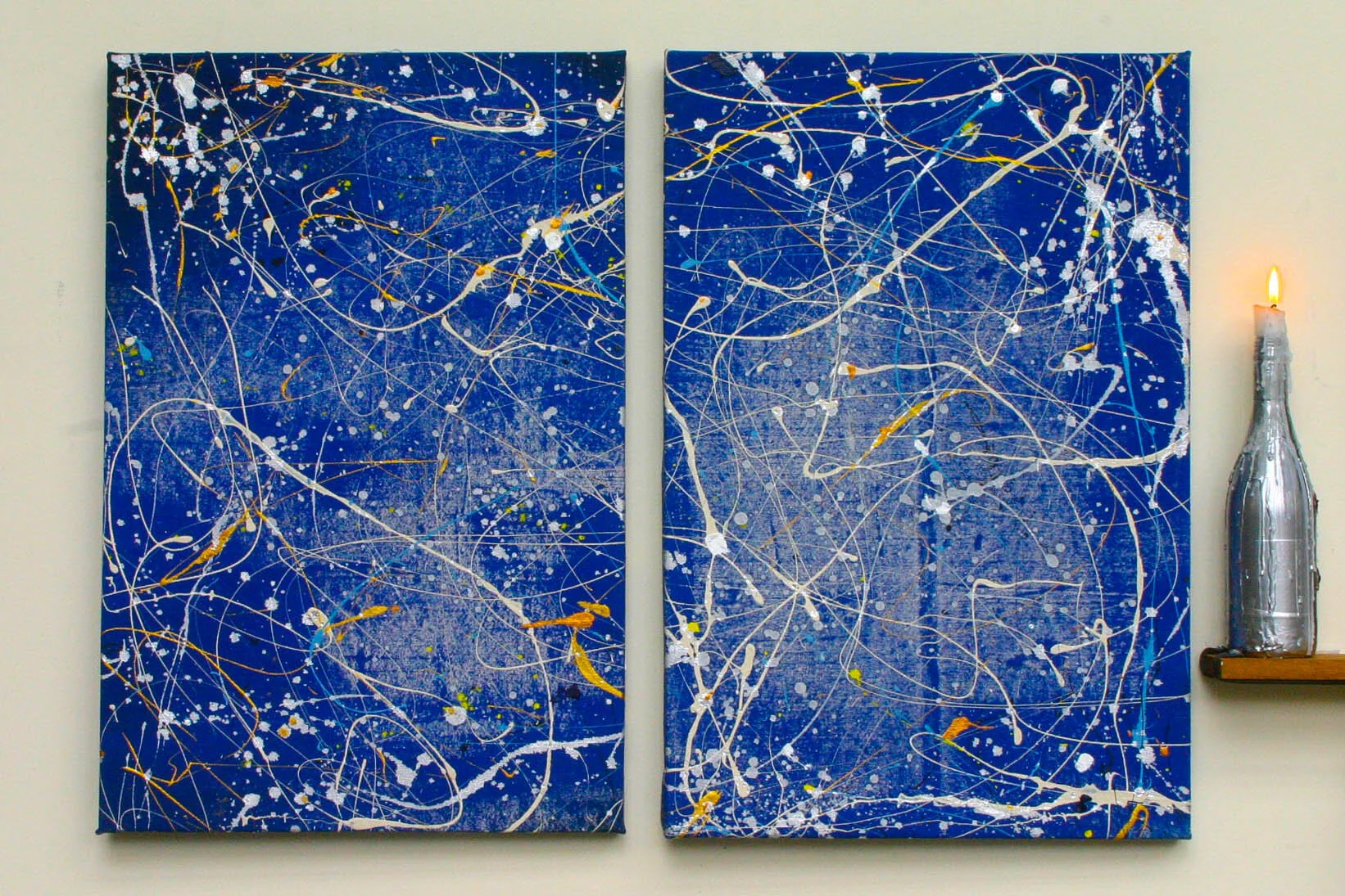 Blue Diptych - galaxy thru a blue sky