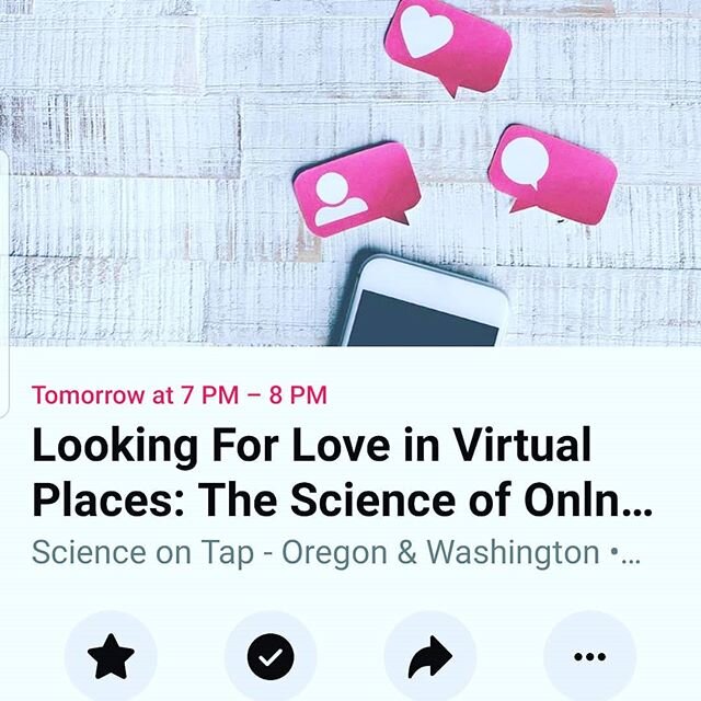 Anyone want to learn about the latest research on online dating? Kris will be diving into the wild world of online dating and providing y'all with some dating clarity and tips this Thursday from 7:00-8:00 for a Science on Tap virtual talk. Head on ov