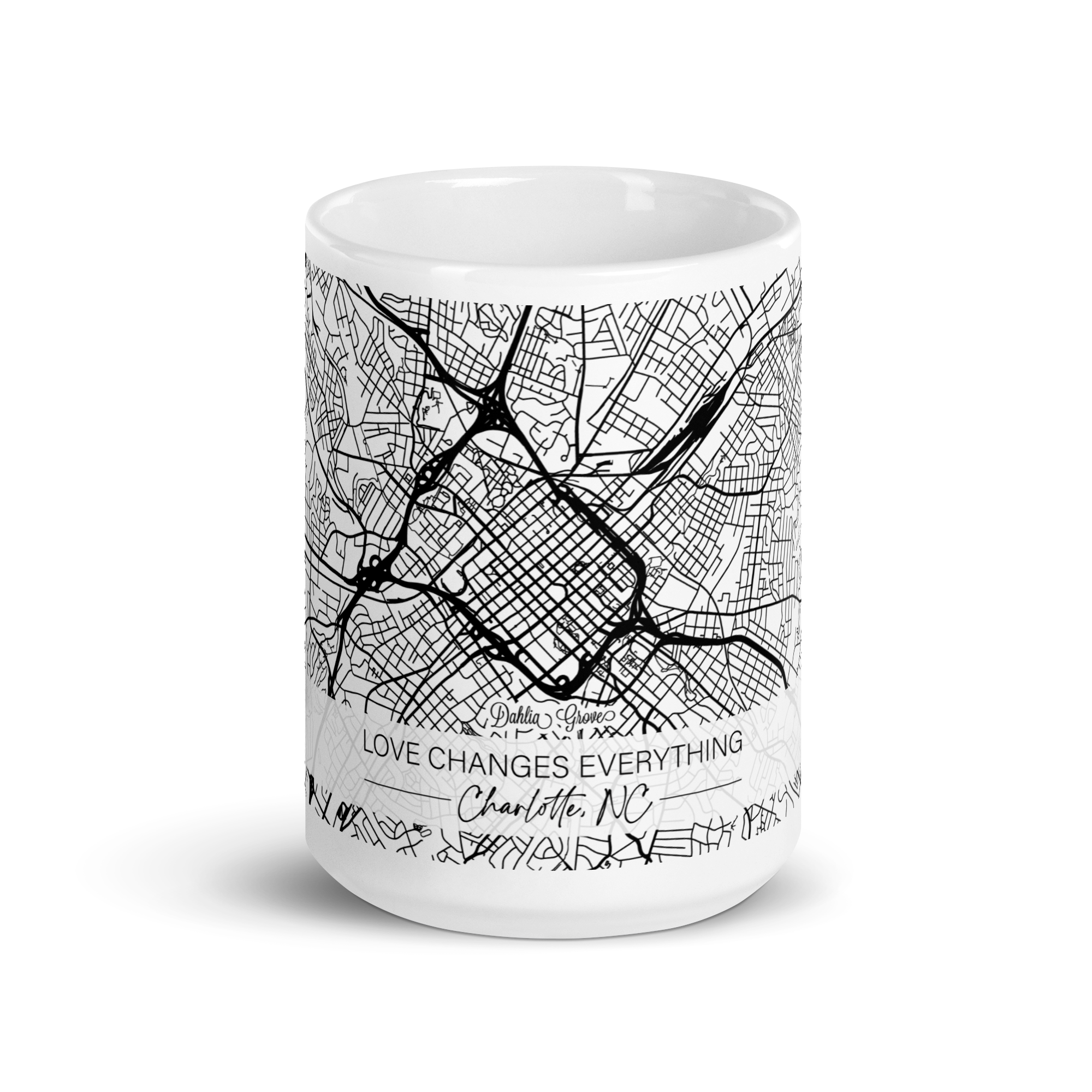 Charlotte Collection White Glossy Mug — Dahlia Grove