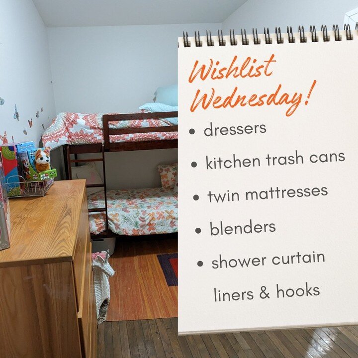 It's #WishlistWednesday. Help us create spaces where your neighbors can thrive - not just survive. We accept gently used items at our warehouse, 431 W. Pershing Rd., Chicago on Tuesdays and Wednesdays 10-2.

You can also schedule a pickup or order fr