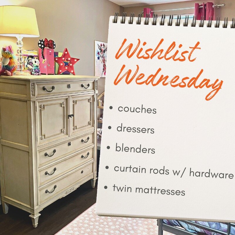 It's #WishlistWednesday. Your donations allow us to give people what they need to feel more settled and comfortable in their own homes. We have some upcoming #decodays for families with little ones and twin mattresses are currently needed! 

We accep