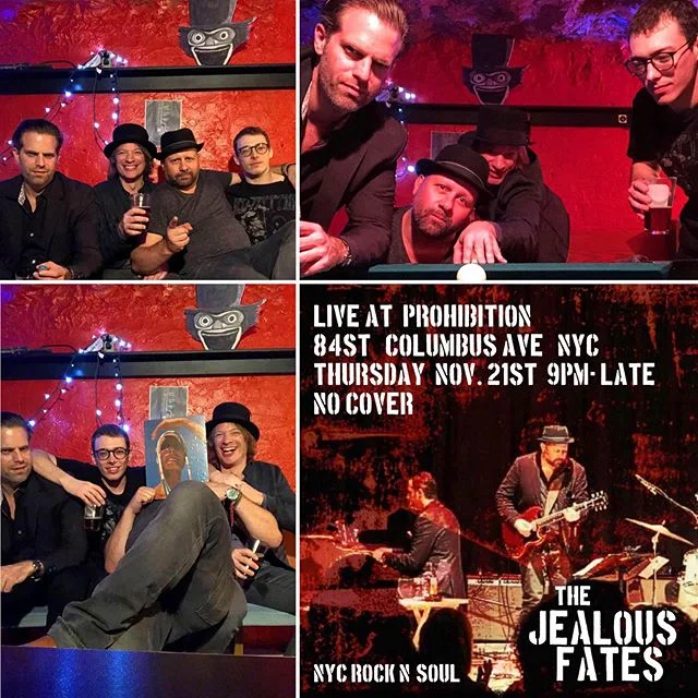 We hit at 9pm tonight at Prohibition NYC.  Who&rsquo;s coming out.  It&rsquo;s always a boozy bluesy good time! 
#prohibitionnyc #jealousfatesnyc #livemusicnyc #nycblues #musiciansofinstagram #nyc