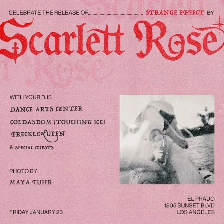 FRIDAY AT @elpradobar 💋
Come celebrate the release of my first single STRANGE EFFECT 🃏🃏🃏

W/ your DJ&rsquo;s💿
@danceartsctr 
@coldasdom (@touching_ice)
@frecklequeen 

With special guests &amp; surprises 🎩🌹
Excited to see you xo

Poster by @ca