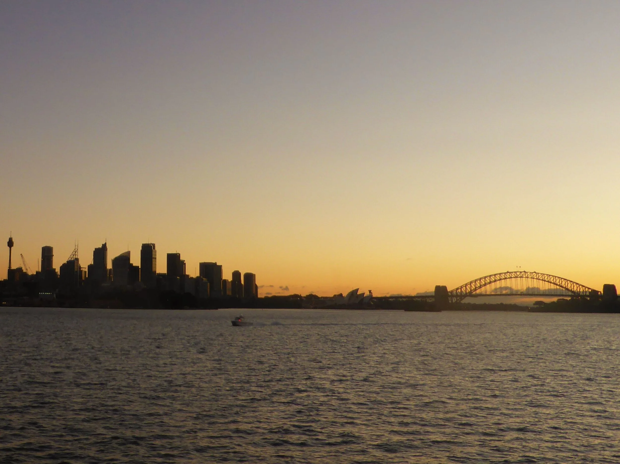 Sydney from the Manly ferry at a cloudless dawn