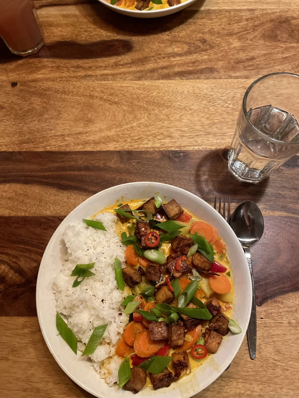A variety of thai curries with tofu