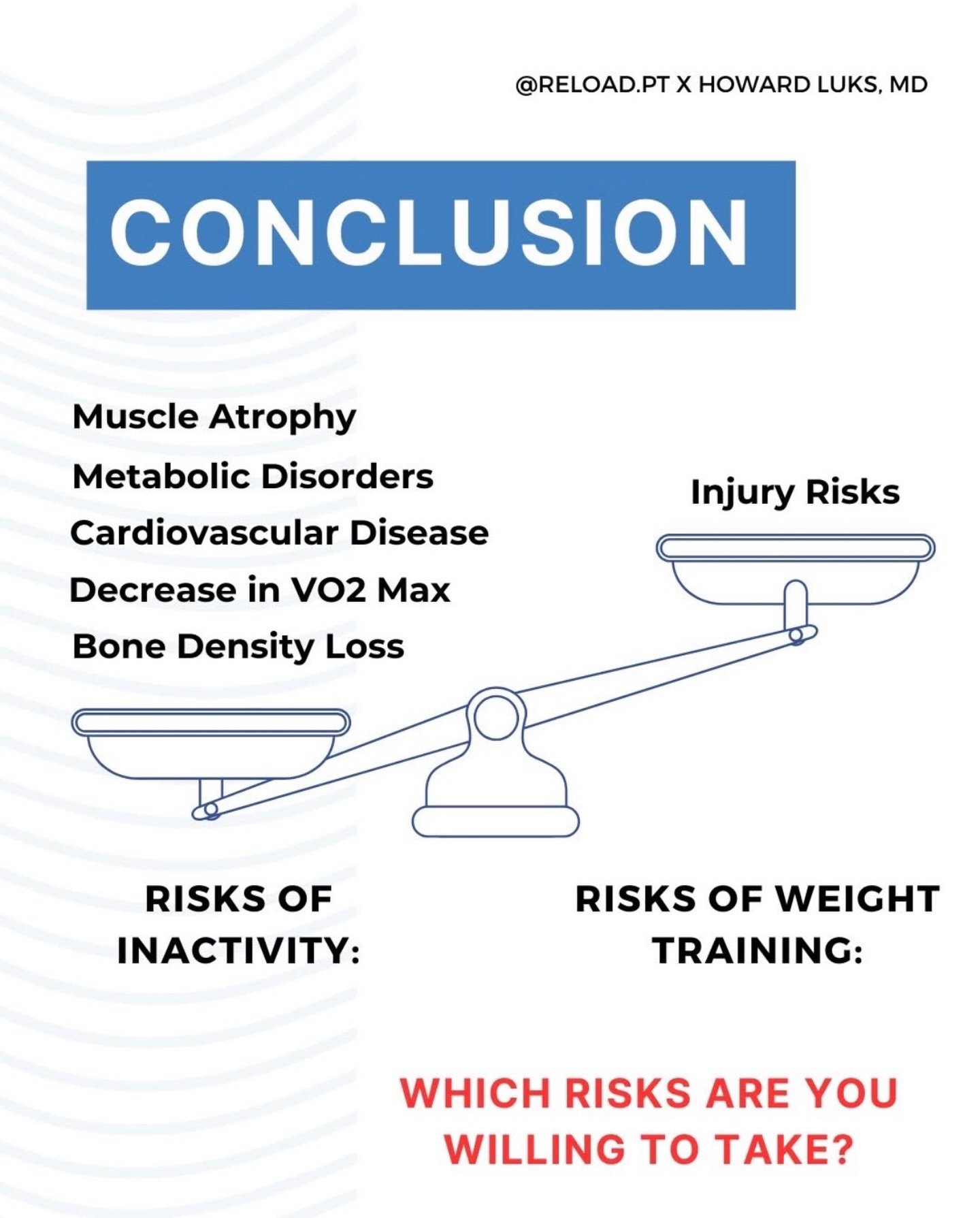 &ldquo;Strength training is risky&hellip;&rdquo; &mdash; compared to what? 👀

Every choice has a cost.

Inactivity risks:
&bull; Muscle loss
&bull; Metabolic issues
&bull; Higher cardiovascular risk
&bull; Lower VO₂ max
&bull; Bone density loss

Wei