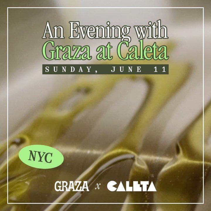 the word is OUT 🗣️ Join us and our friends at @caletanyc (one of our favorite wine bars &amp; ice cream spots!) for a *very* special dinner on June 11th!

A 5-course tasting menu, natural wine pairings, and all dishes featuring @getgraza Sizzle and 