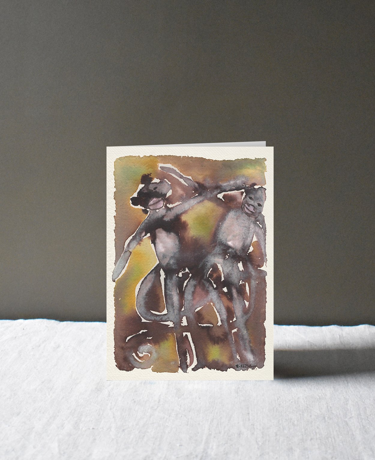 Two Monkeys, Greetings Card