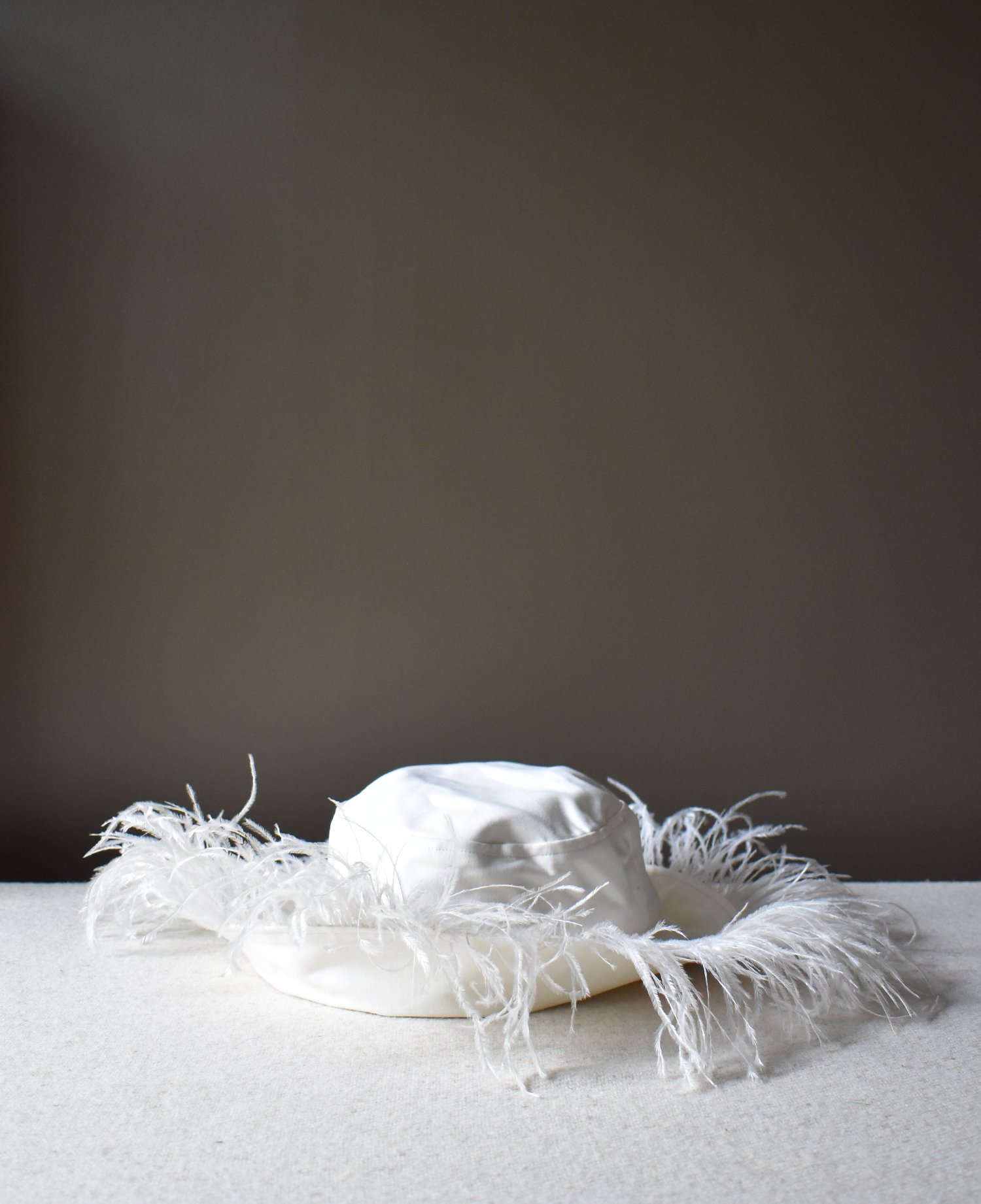 Feather Bucket Hat, White