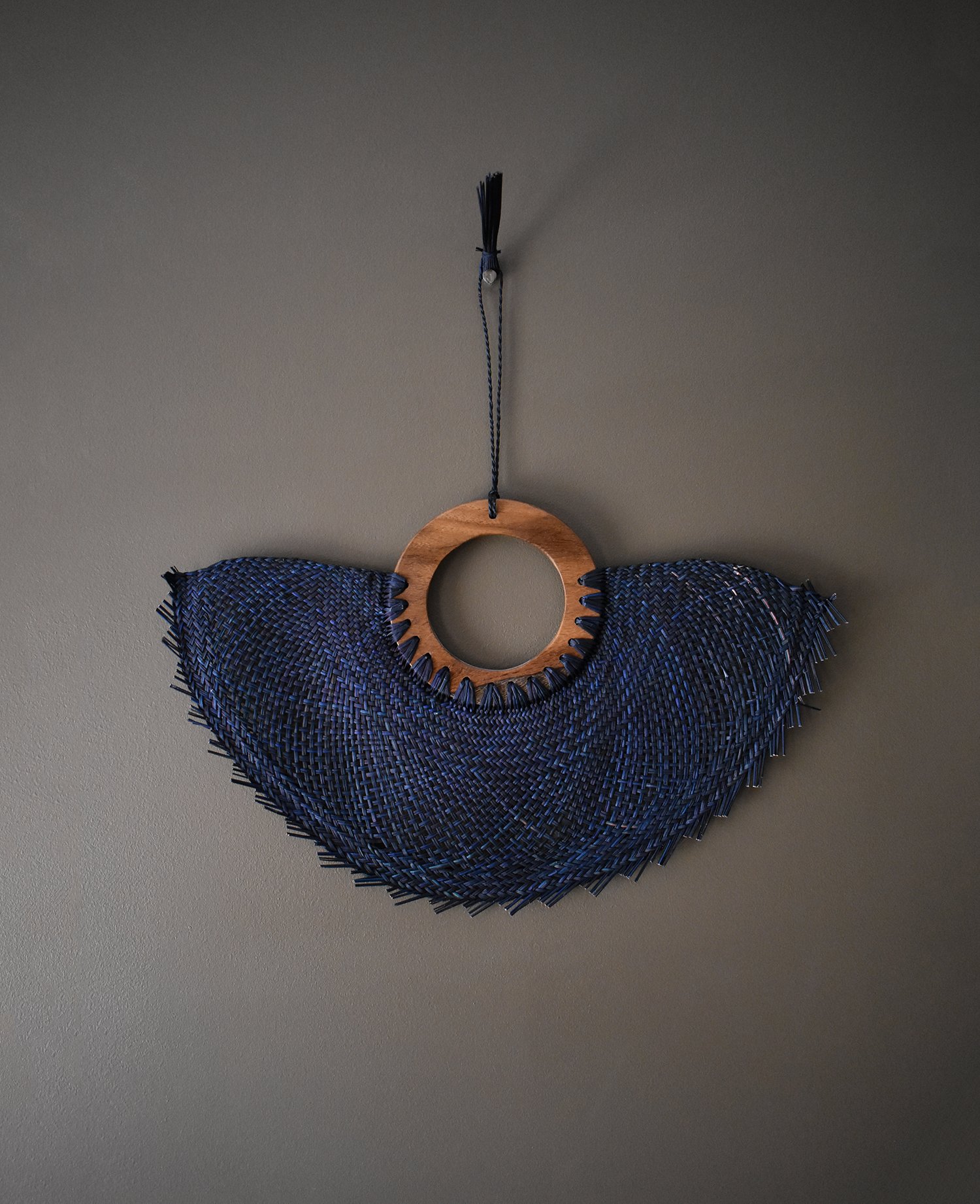 Handwoven Fan, Navy