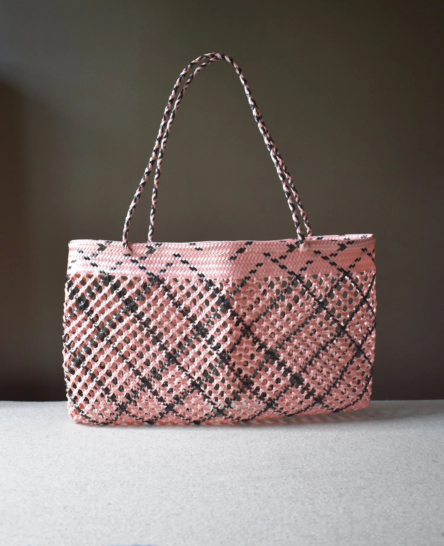 Handwoven Bag, Pink & Black