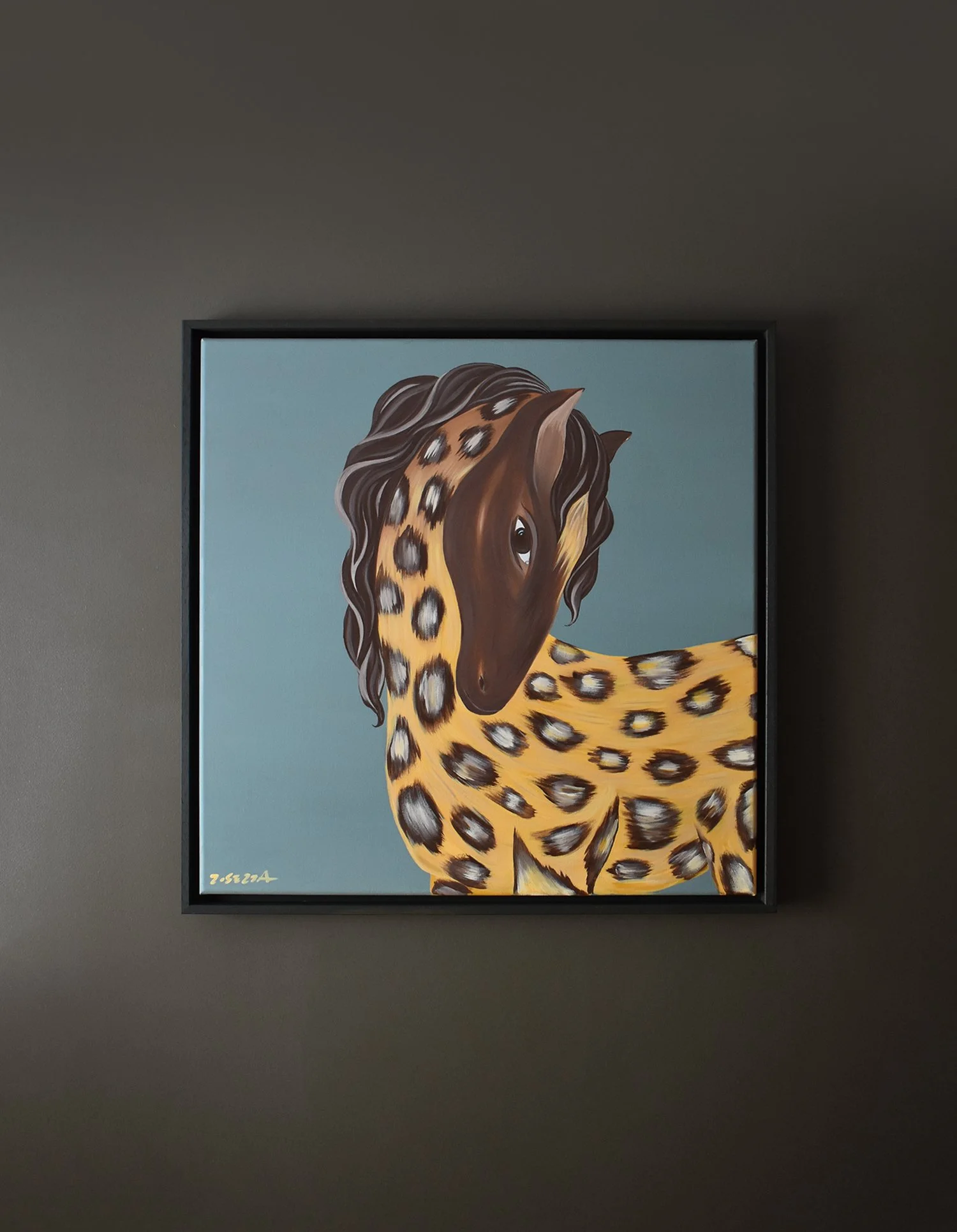 Yellow Horse on Blue