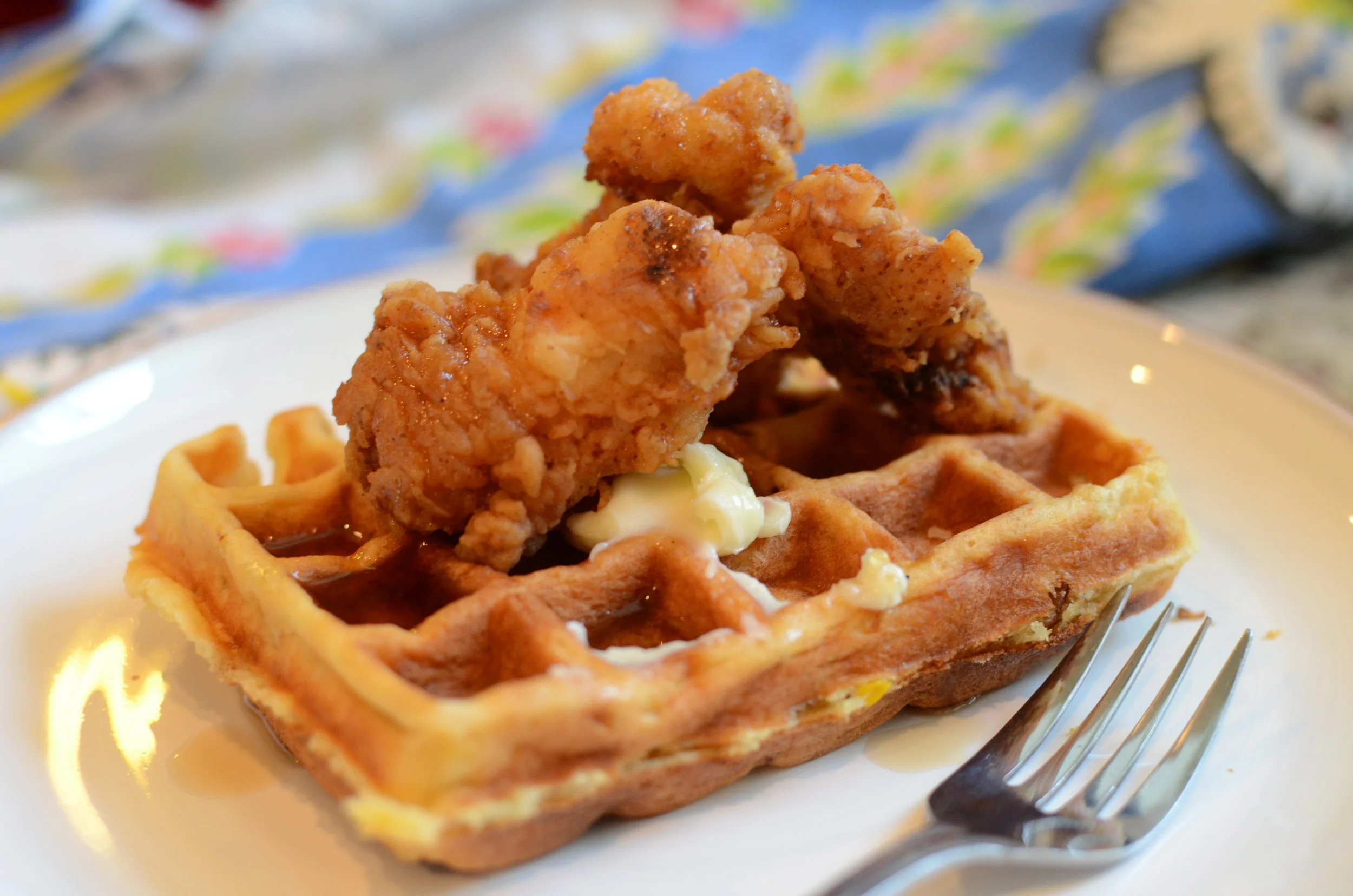Bacon and Corn Buttermilk Waffles (With Fried Chicken)