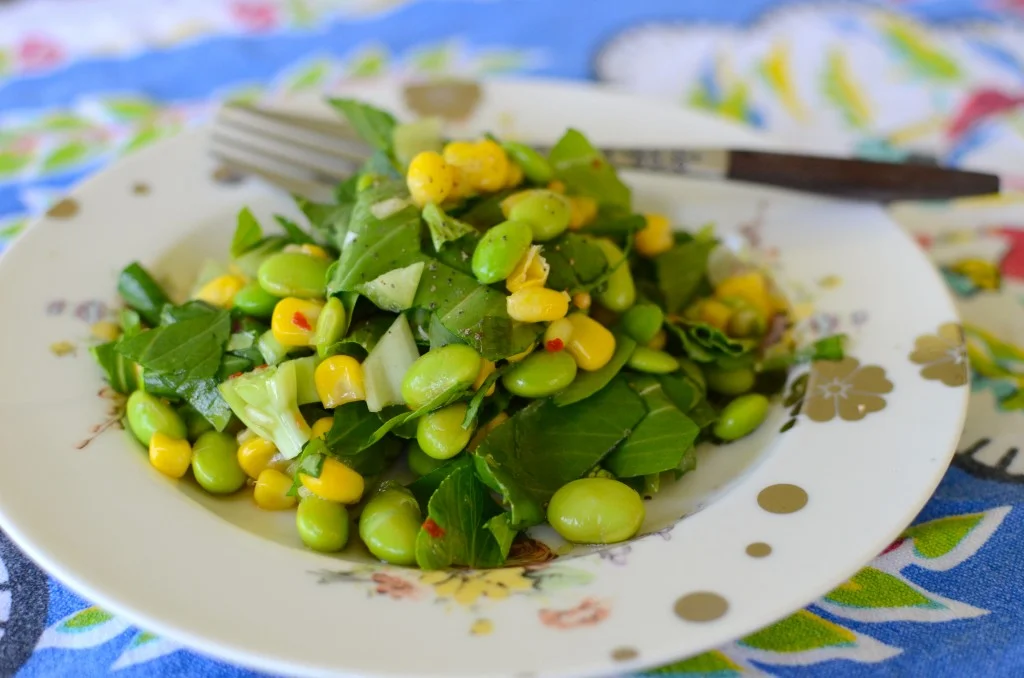 Edamame, Corn and Bok Choy Salad