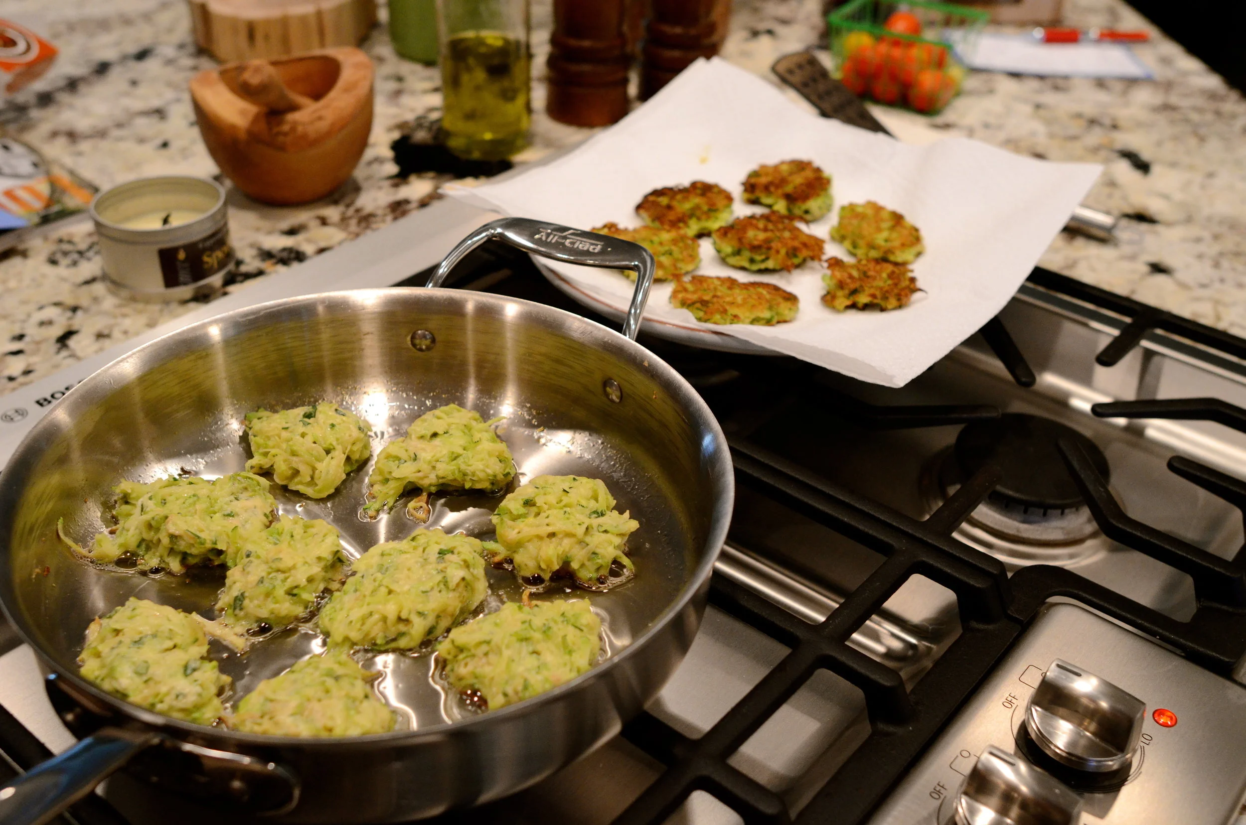 Zucchini Fritters with Lemon Pepper Crème Fraîche