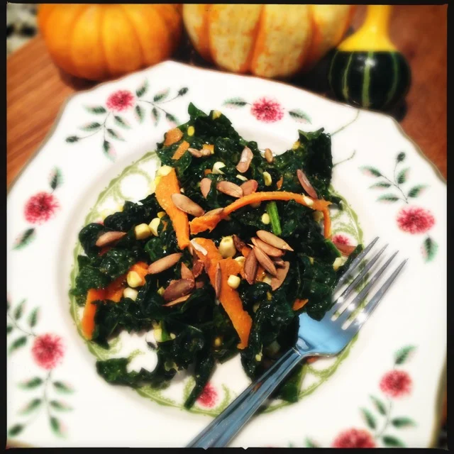 Kale Salad with Pumpkin Ginger Dressing