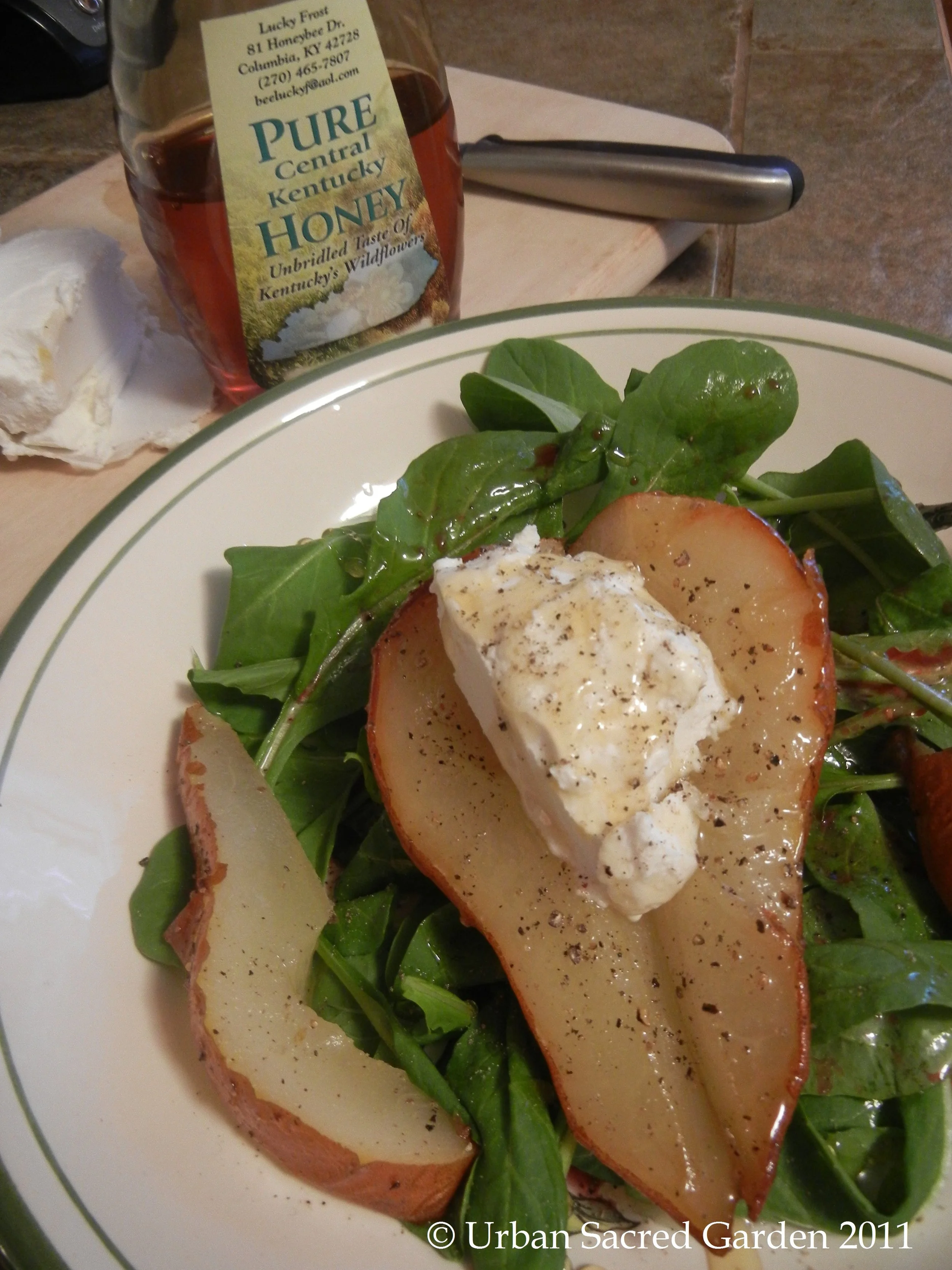Honey Roasted Pear Salad with Goat Cheese (ME)