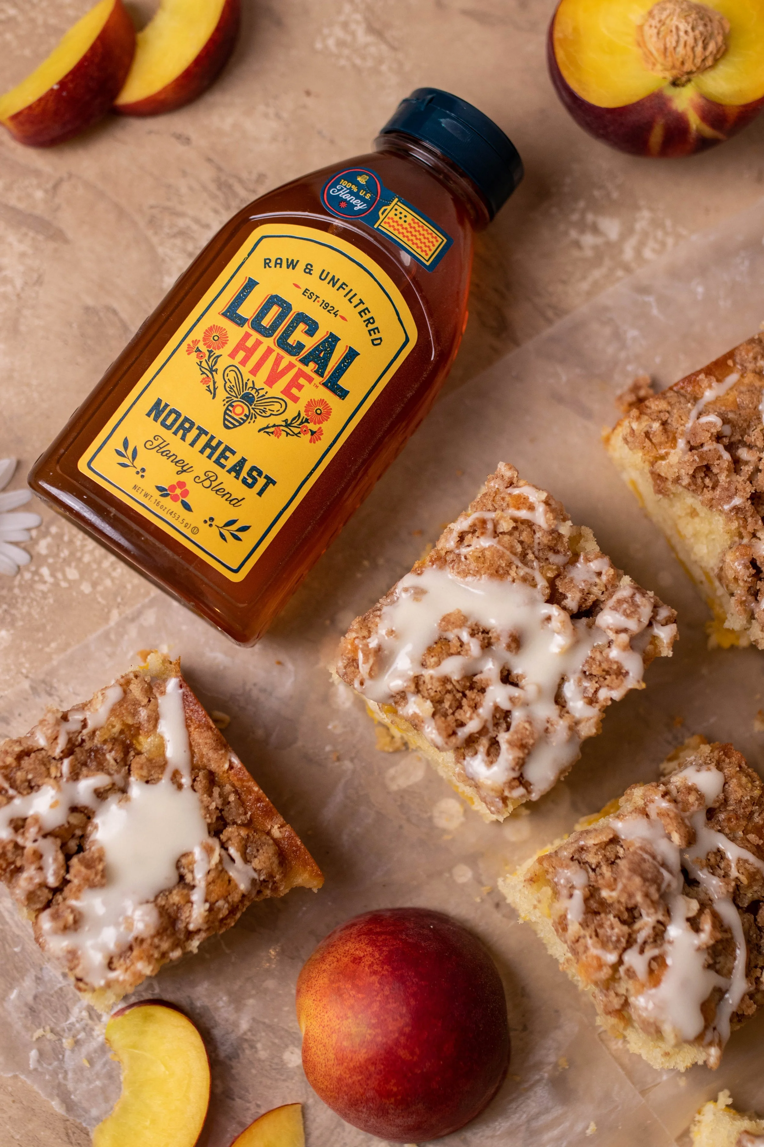 Honey Peach Crumble Snack Cake 