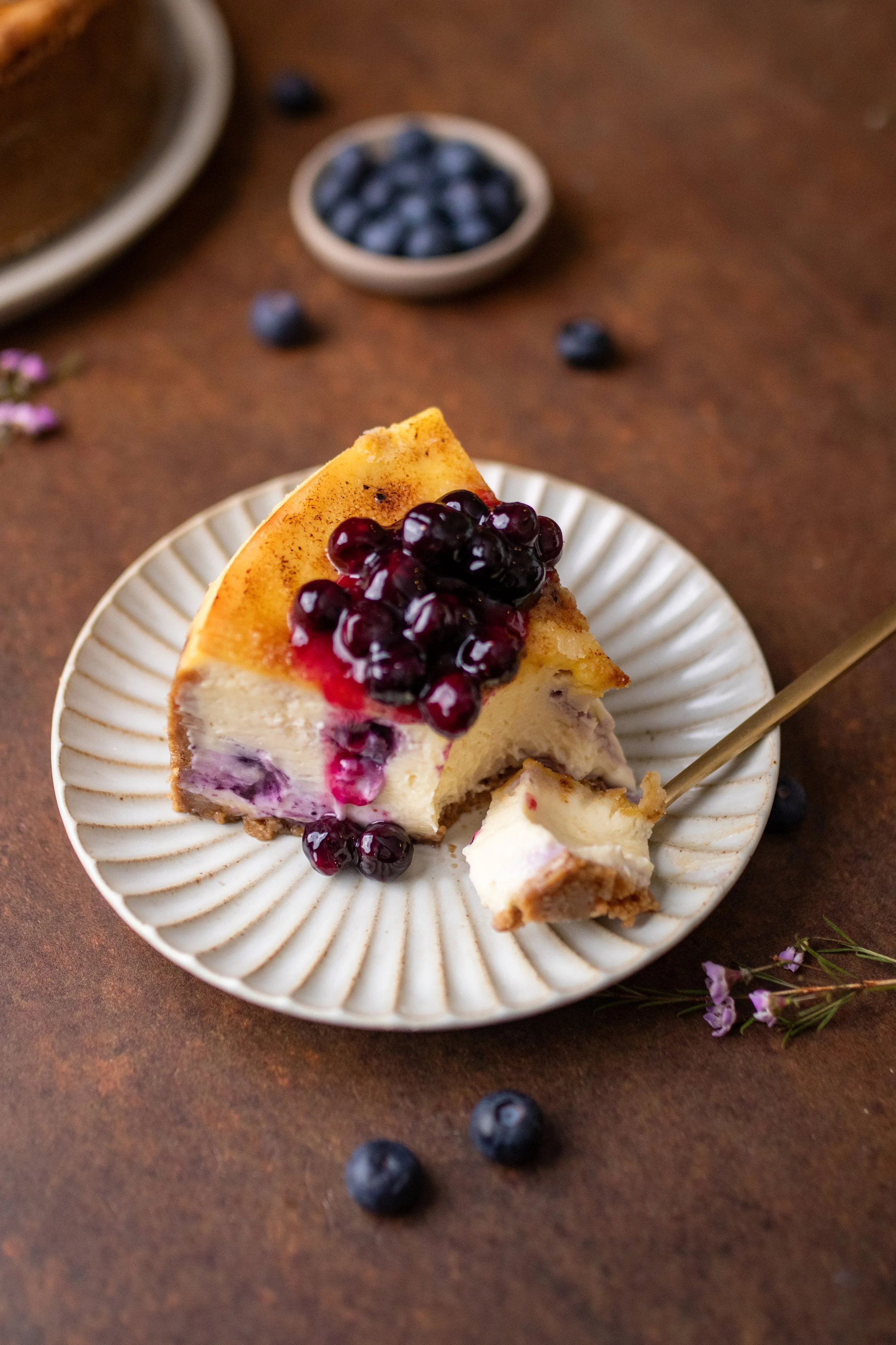 Blueberry Creme Brûlée Cheesecake`