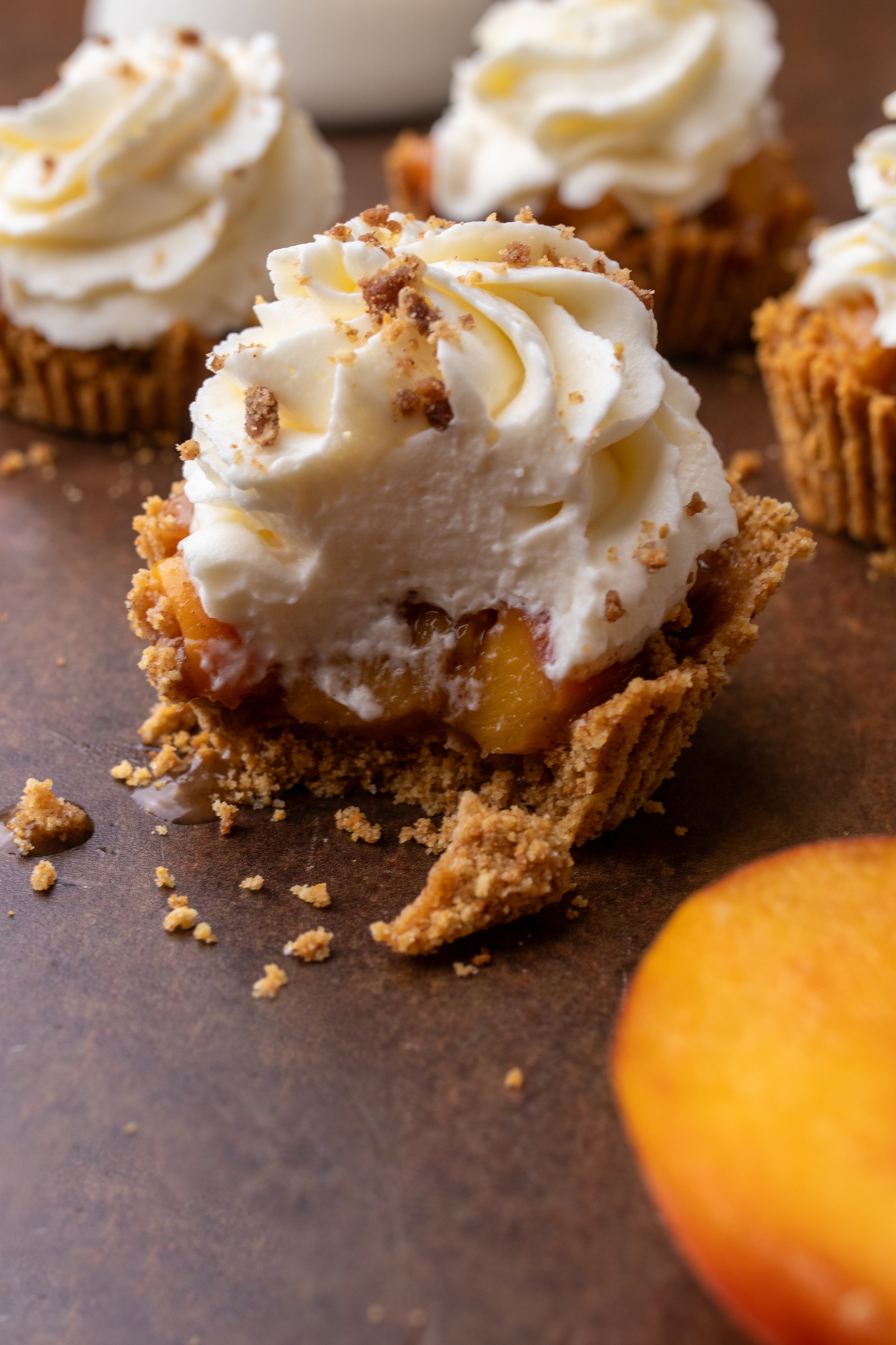 Peach Crisp No Bake Cheesecake Cups 