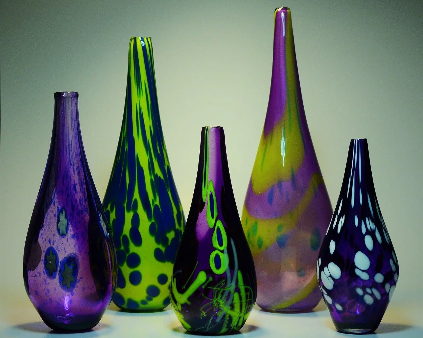 Vessels in Amethyst, Lapis, and Chartreuse