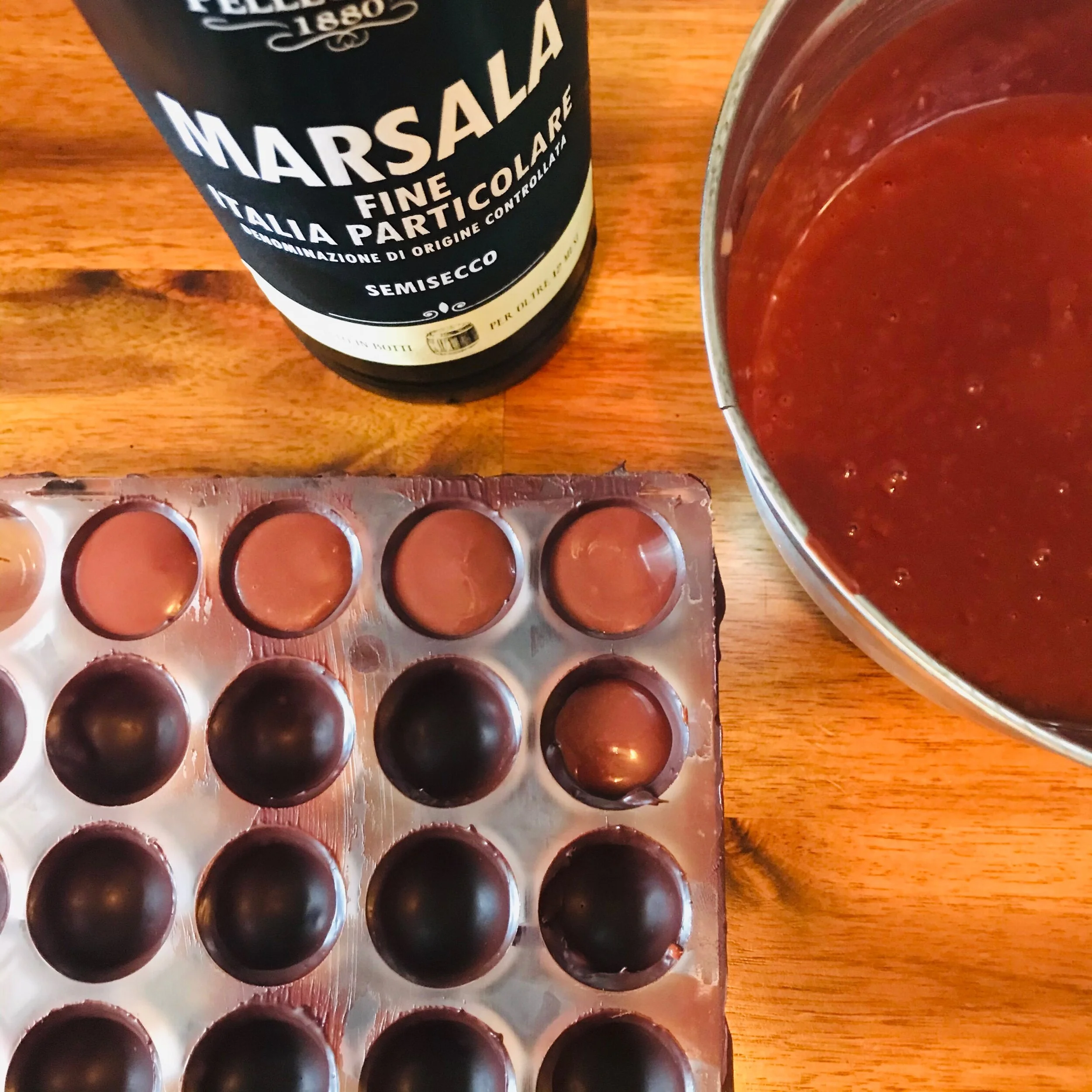 Making marsala wine bonbons