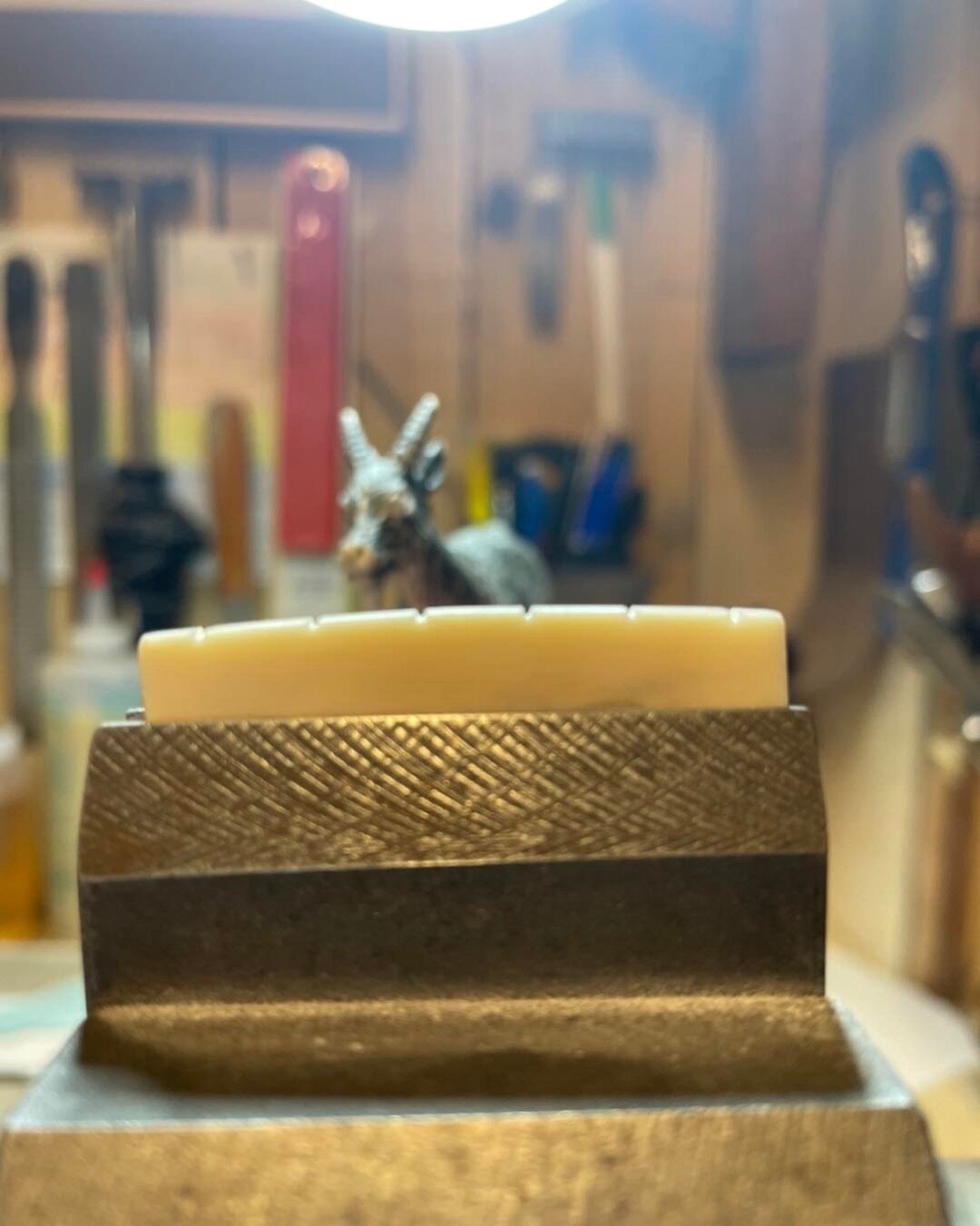 Prelim bone nut shaping with my work goat
Thanks StewMac for making it easier with the fancy spacing rule!)

#stewmac #luthiertools #looth #loothing #luthier #guitarmaker #guitarmaking #madeincanada #southglengarry #acoustic #goat #kids #fun #peace #
