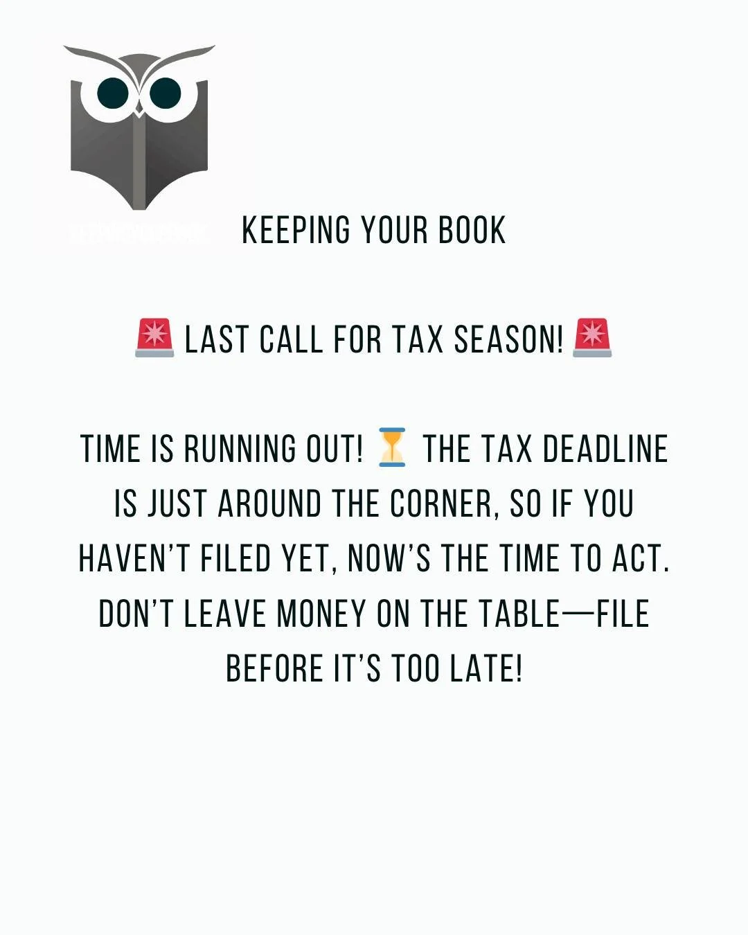 At Keeping Your Book, we always remind our clients of one thing:
before filing taxes, make sure your accounting and numbers are in order.
#TaxSeason #TaxDeadline #April15 #TaxExtension #BookkeepingMatters #KeepingYourBook