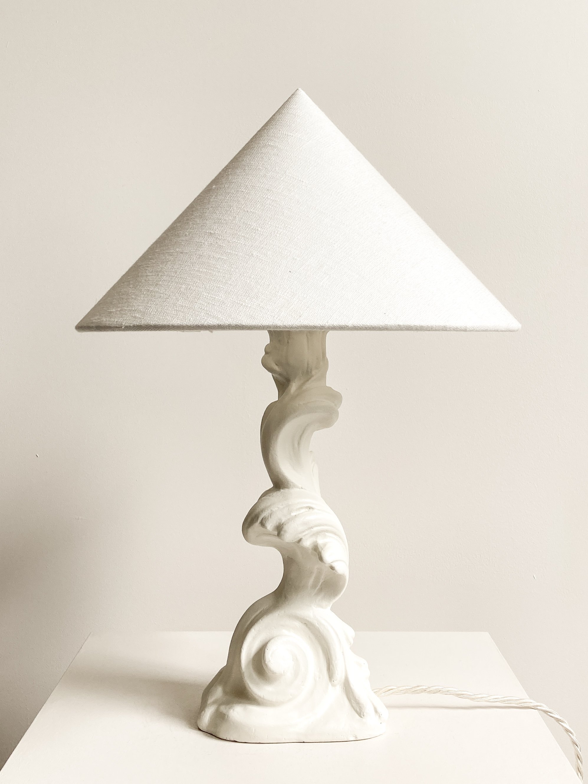 Scroll Foot Plaster Leaf Lamp c.1960