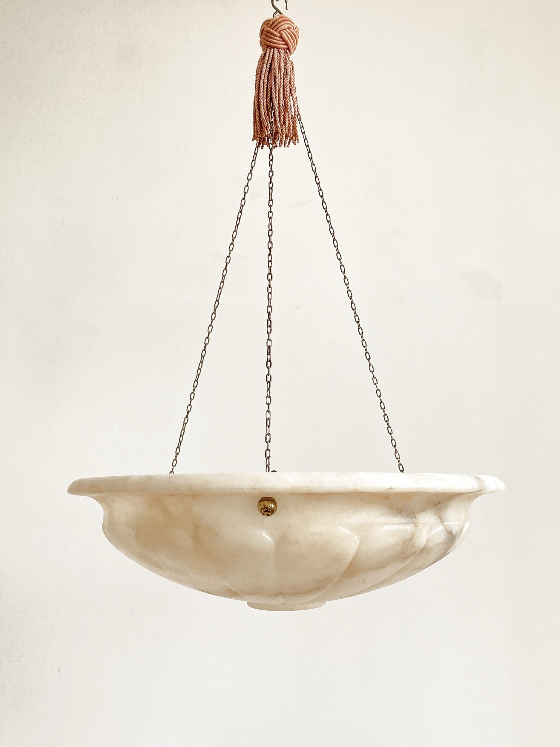 Antique Swedish Art Deco alabaster tassel plafonnier