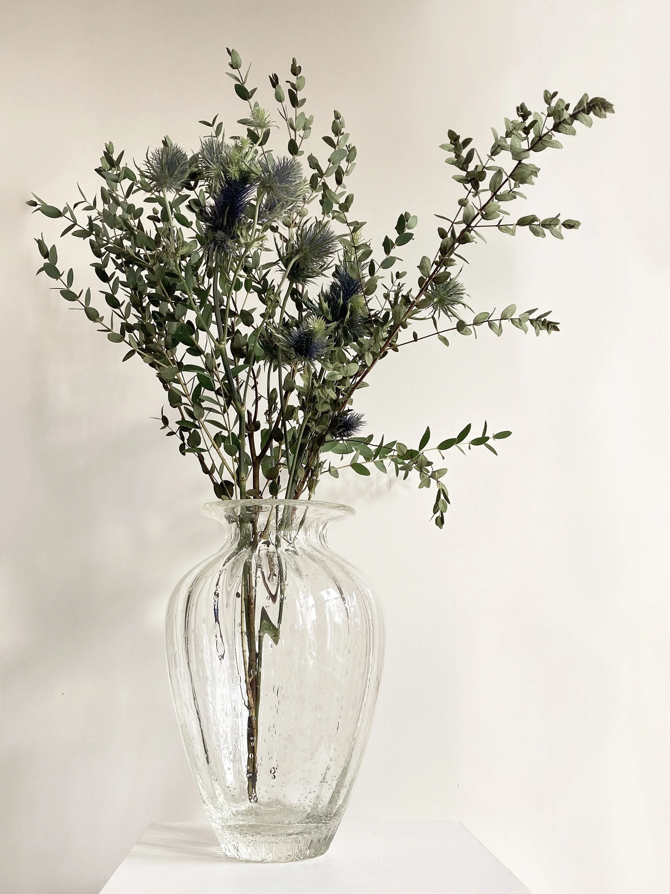 Tall Bullicante Glass Fluted Vase