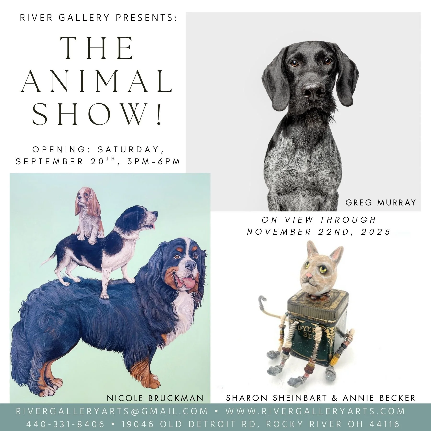 "The Animal Show" Saturday, 9/20 at River Gallery