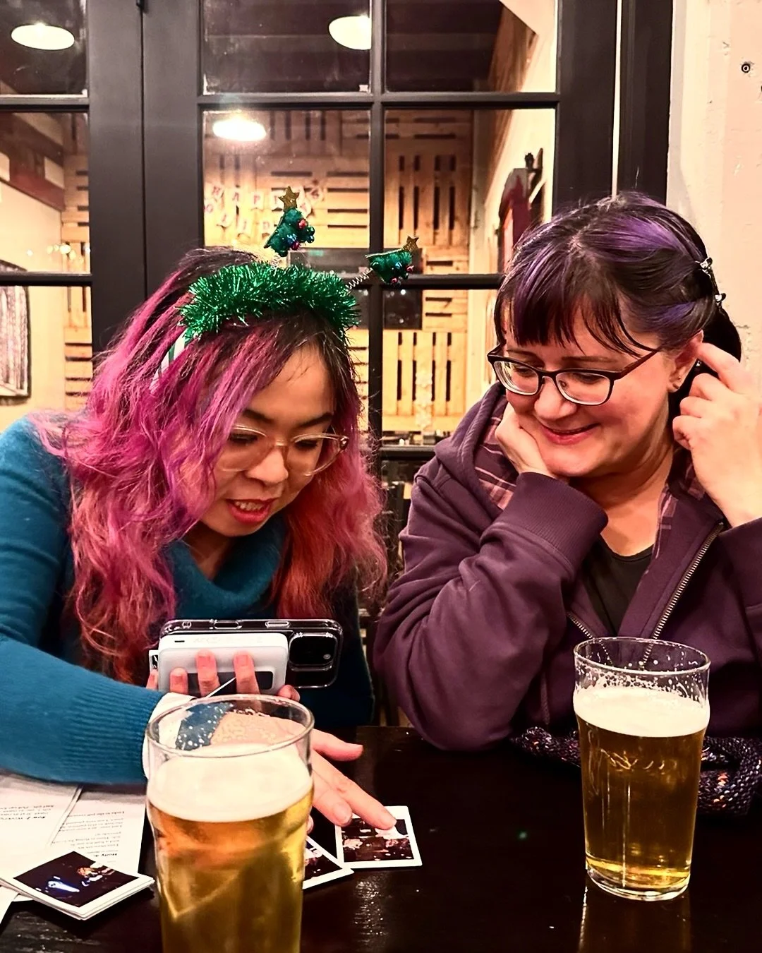 @magicsafire and @beautifulprofanity looking at some Polaroids 

#crochet + #knit + #community = #YAAHSyarnsocial

#stitchnbitch
crocheters knitters bayareaartist
bayareaevents artsocial creativemeetup communitysupport lifteachotherup healingenergy 

