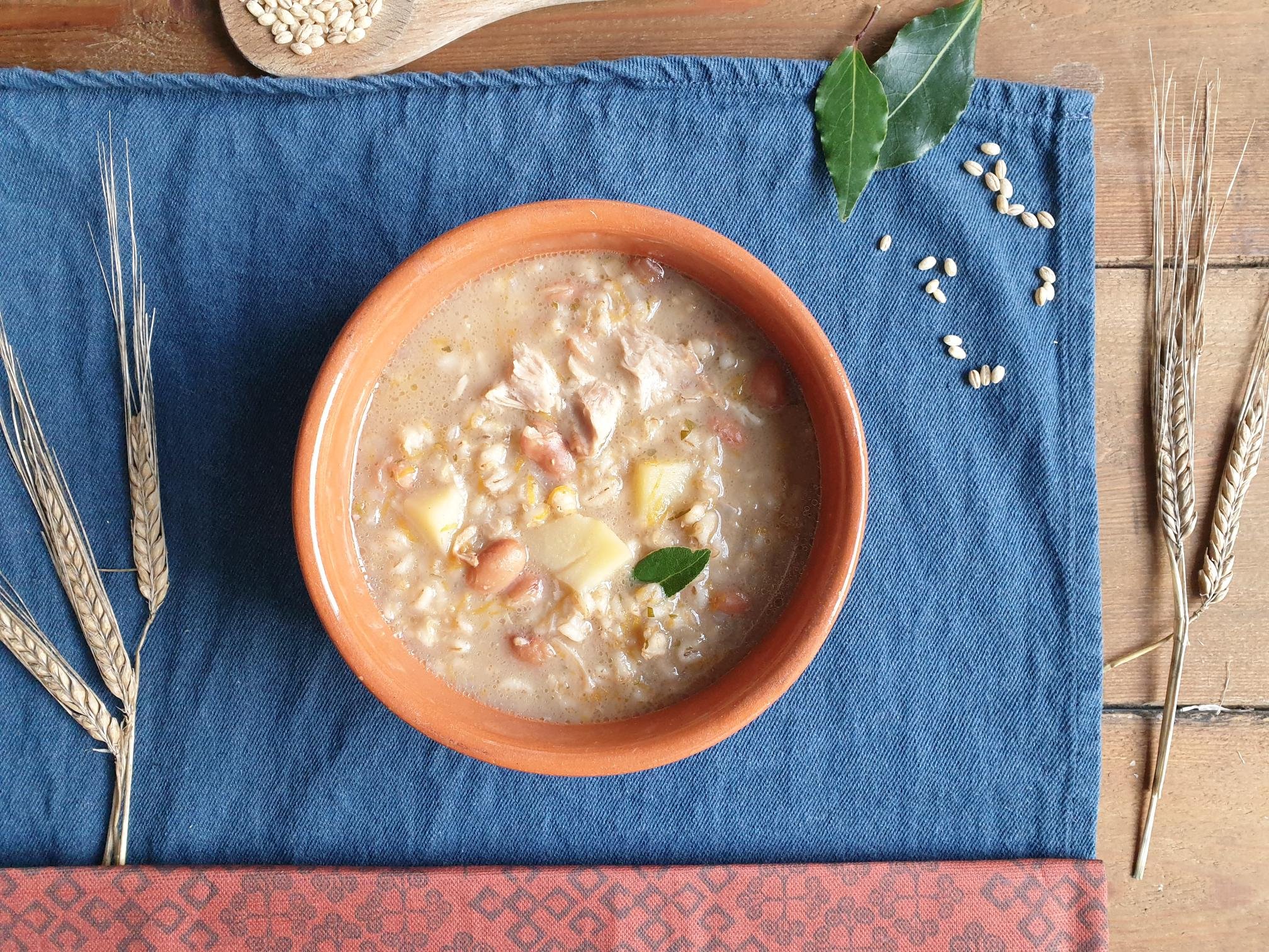 Barley, potato and borlotti beans Istrian soup Recipe