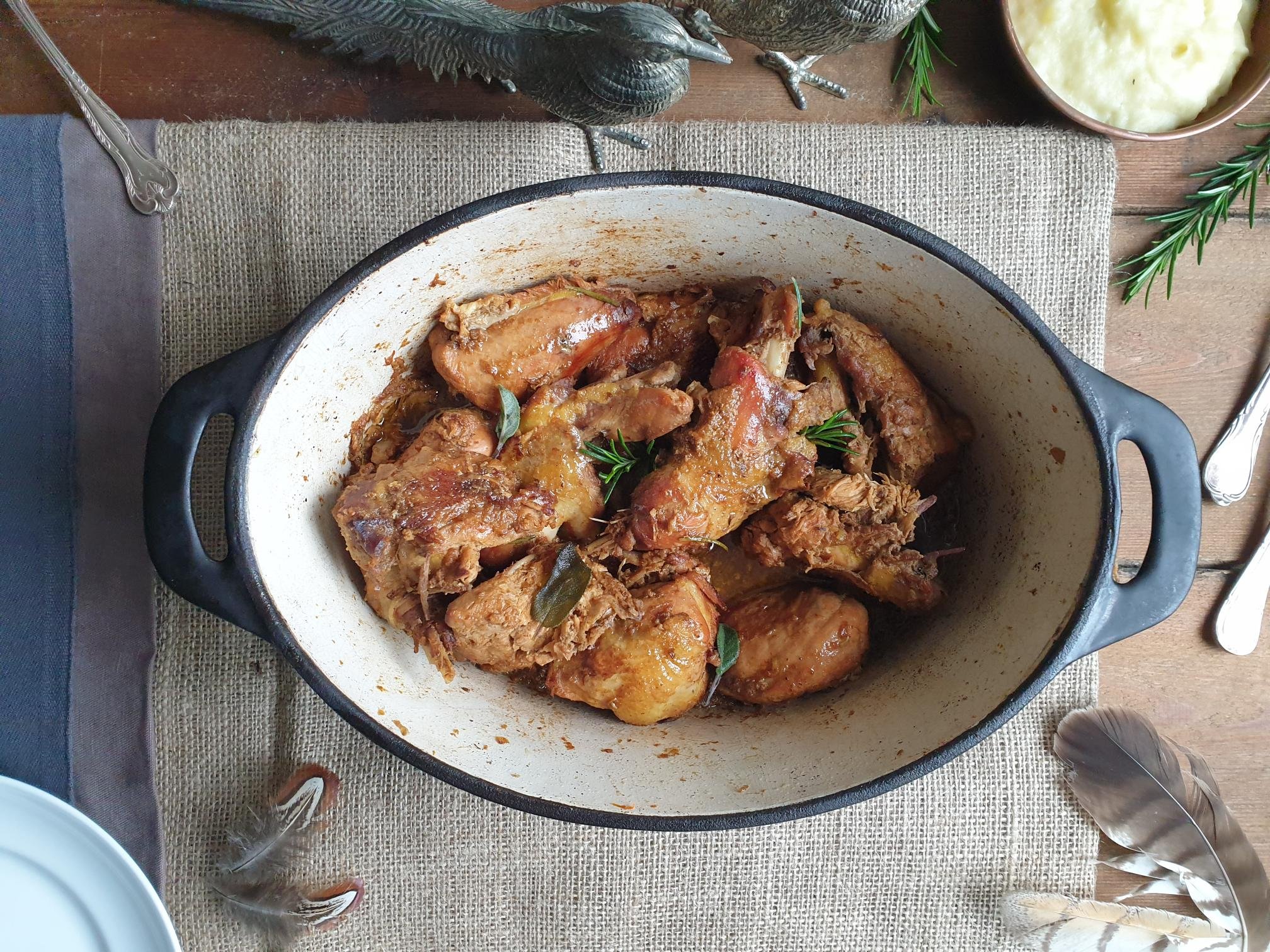 Braised Pheasant with fresh herbs Recipe