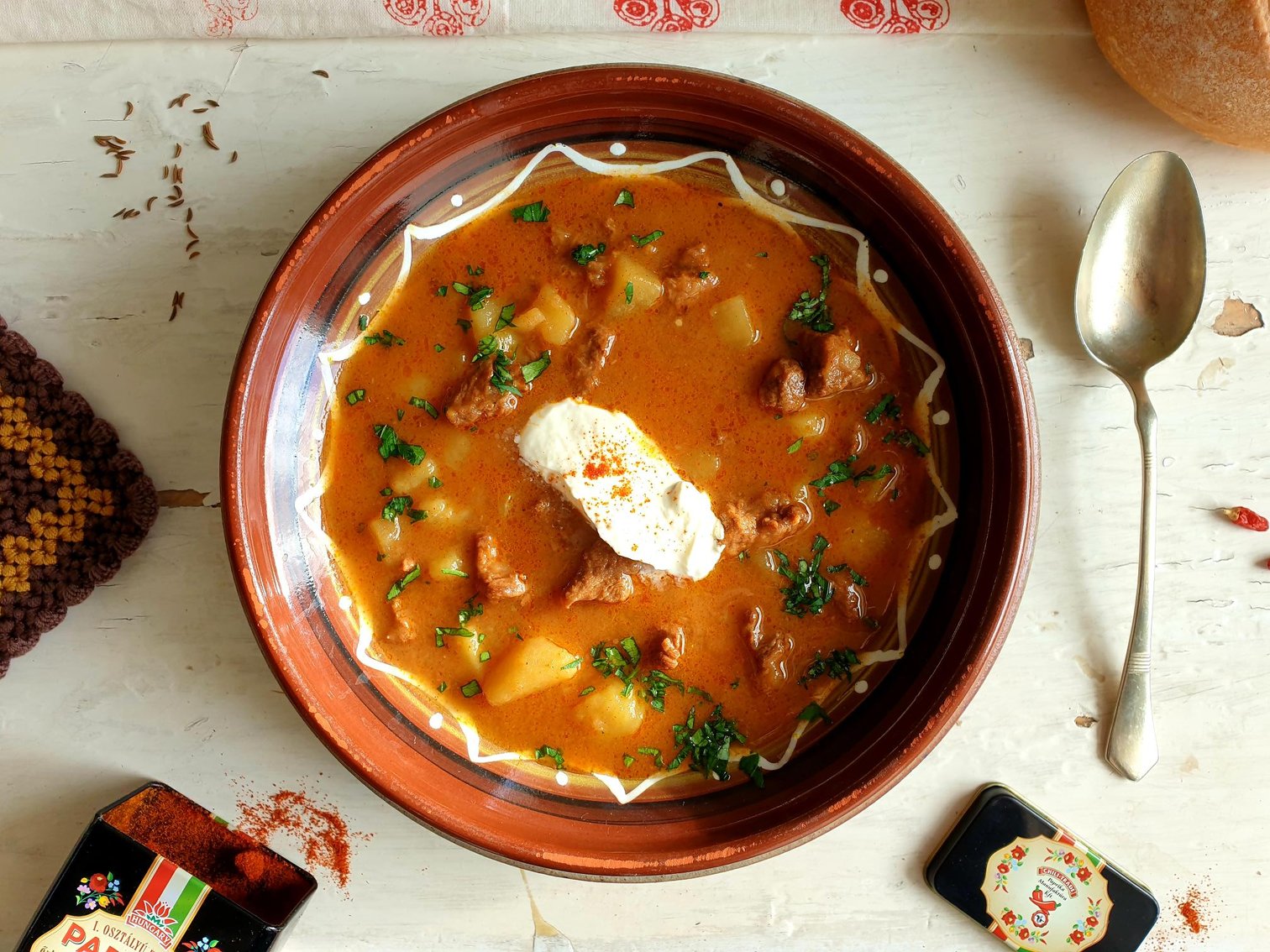 Hungarian style Creamy Potato and Beef Goulash Soup recipe