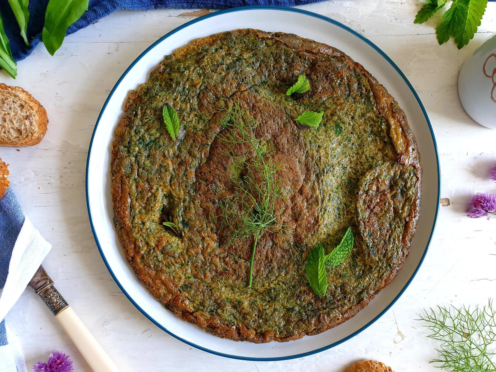 Egg frittata with wild herbs Istrian Recipe