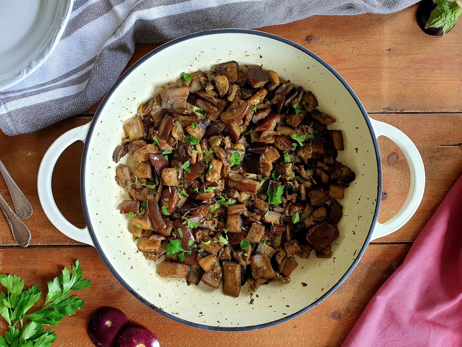 Sauteed Aubergines with garlic and parsley Istrian  Recipe
