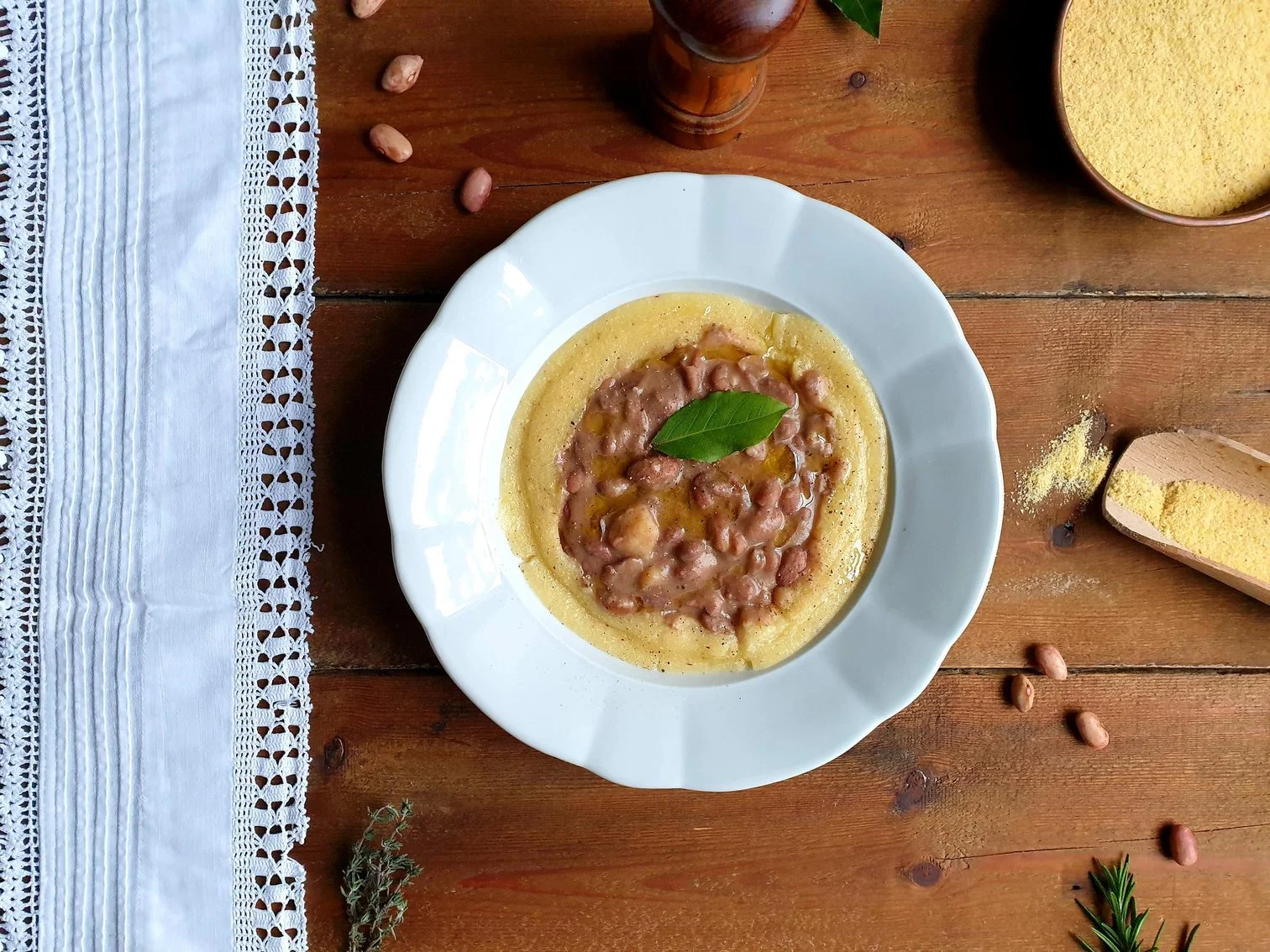 Borlotti Beans Stew with Soft Cooked Polenta