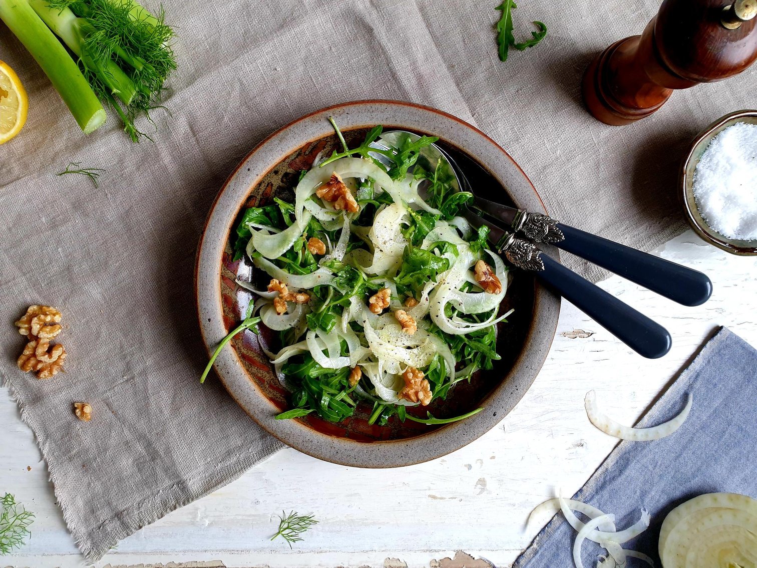 Sliced Fennel and Rocket Salad with Olive Oil and Lemon Dressing Istrian Recipe