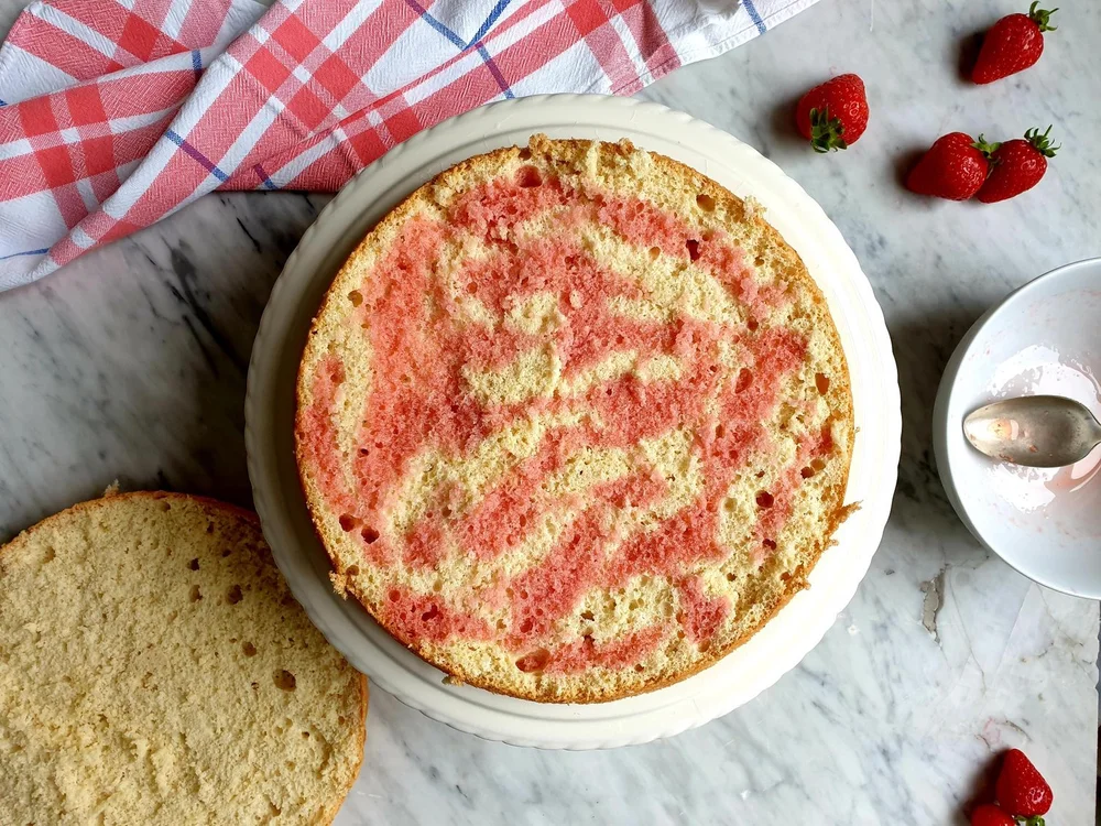 My Mum's Celebratory Sponge Cake with fresh strawberries and cream 36.jpg