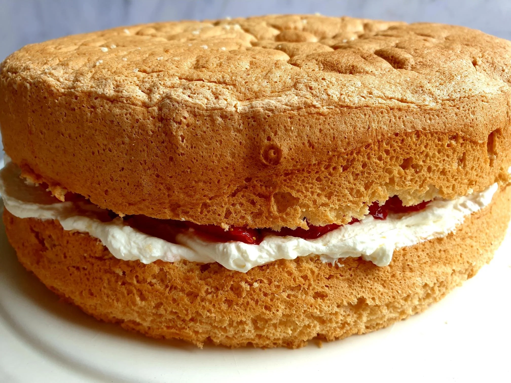 My Mum's Celebratory Sponge Cake with fresh strawberries and cream 40.jpg