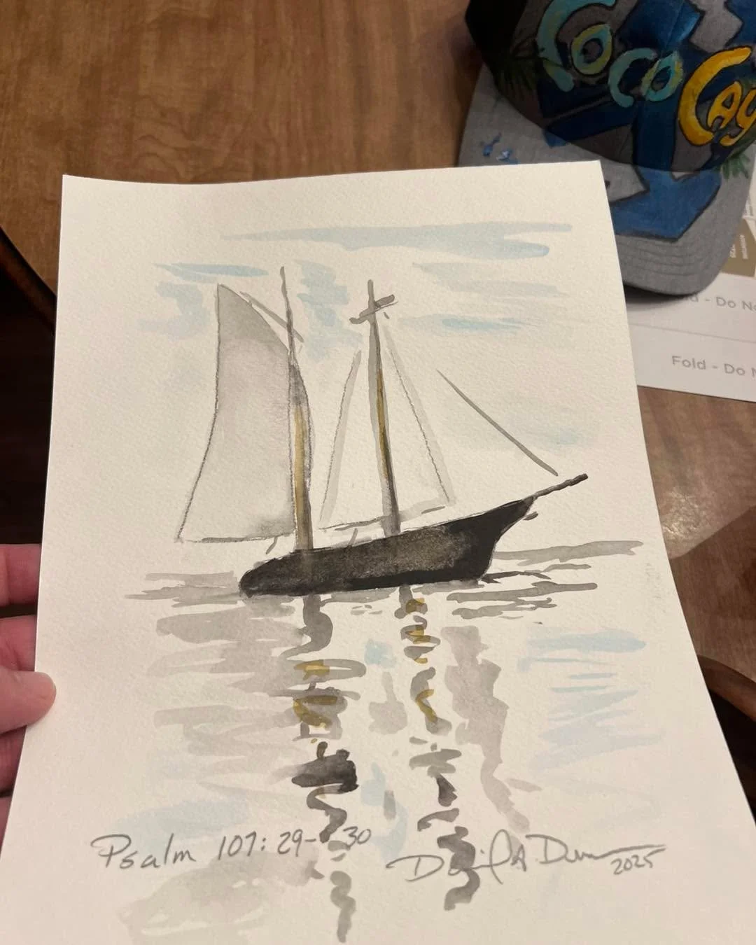 The inspirational scripture passage was chosen by my wife several weeks before we even started our small group paint club! 
It’s just in time as we head for the Caribbean! 
This is the painting we all did last night. 🙏🏻❤️🎨