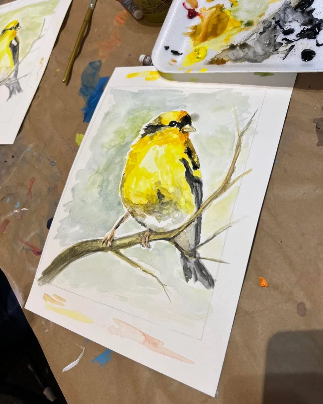 While we will still gladly be painting winter things we have to warm it up a bit! Watercolor lessons this week.